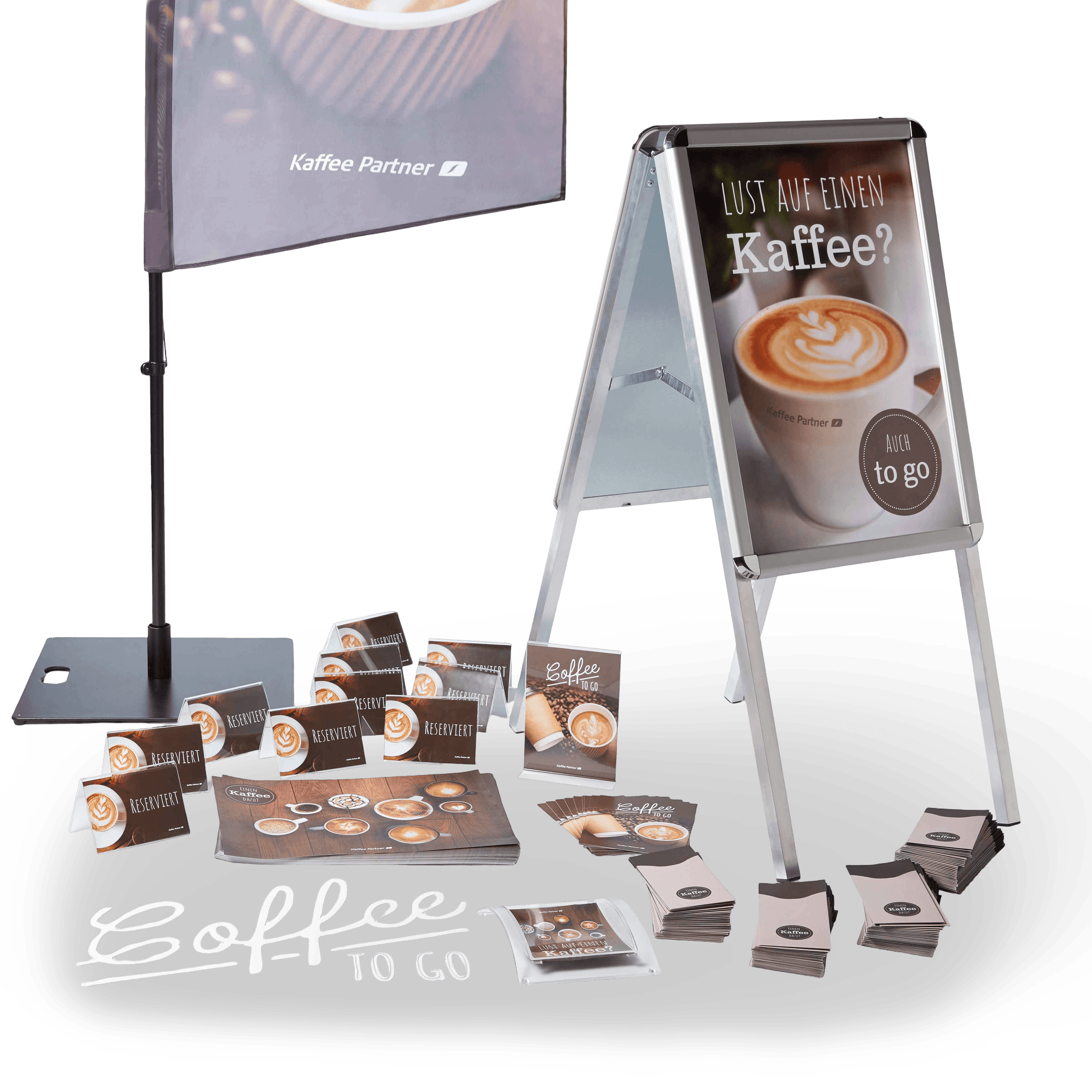 Kaffee Partner Coffee Promotion Set Gastro Plus mit Kundenstopper