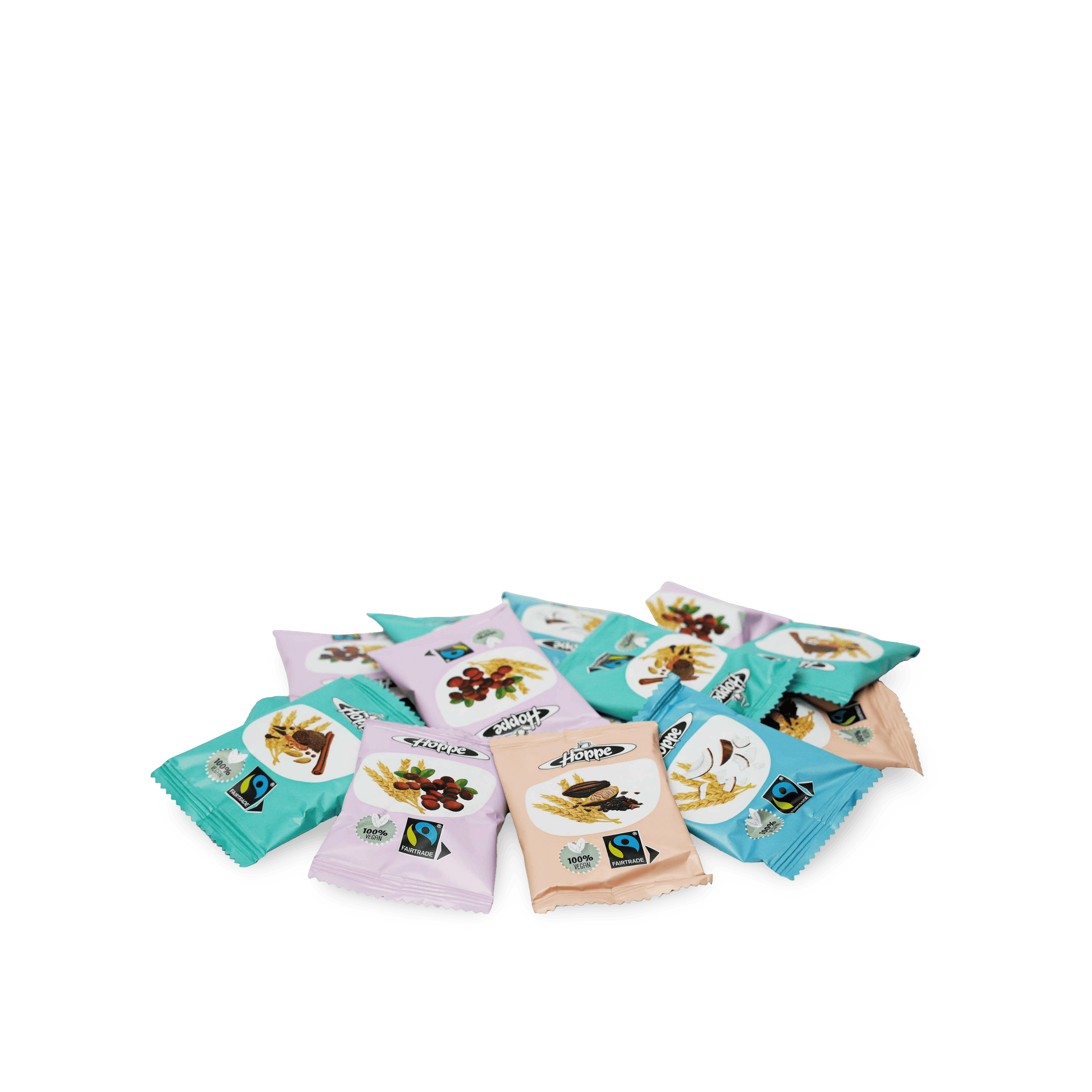 Einzeln verpackte Kekse im Sortiment