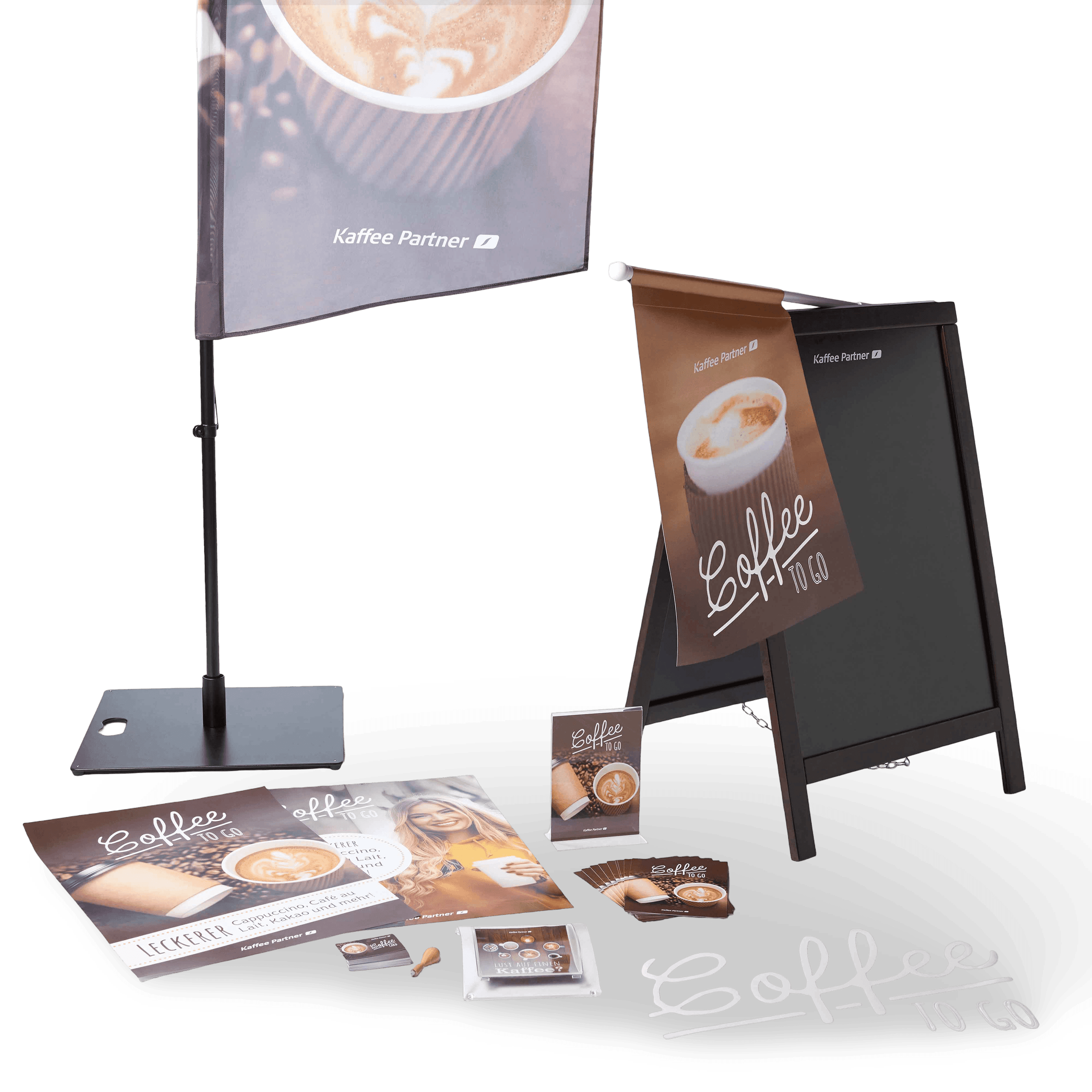 Kaffee Partner Coffee to go Promotion Set mit Werbematerial