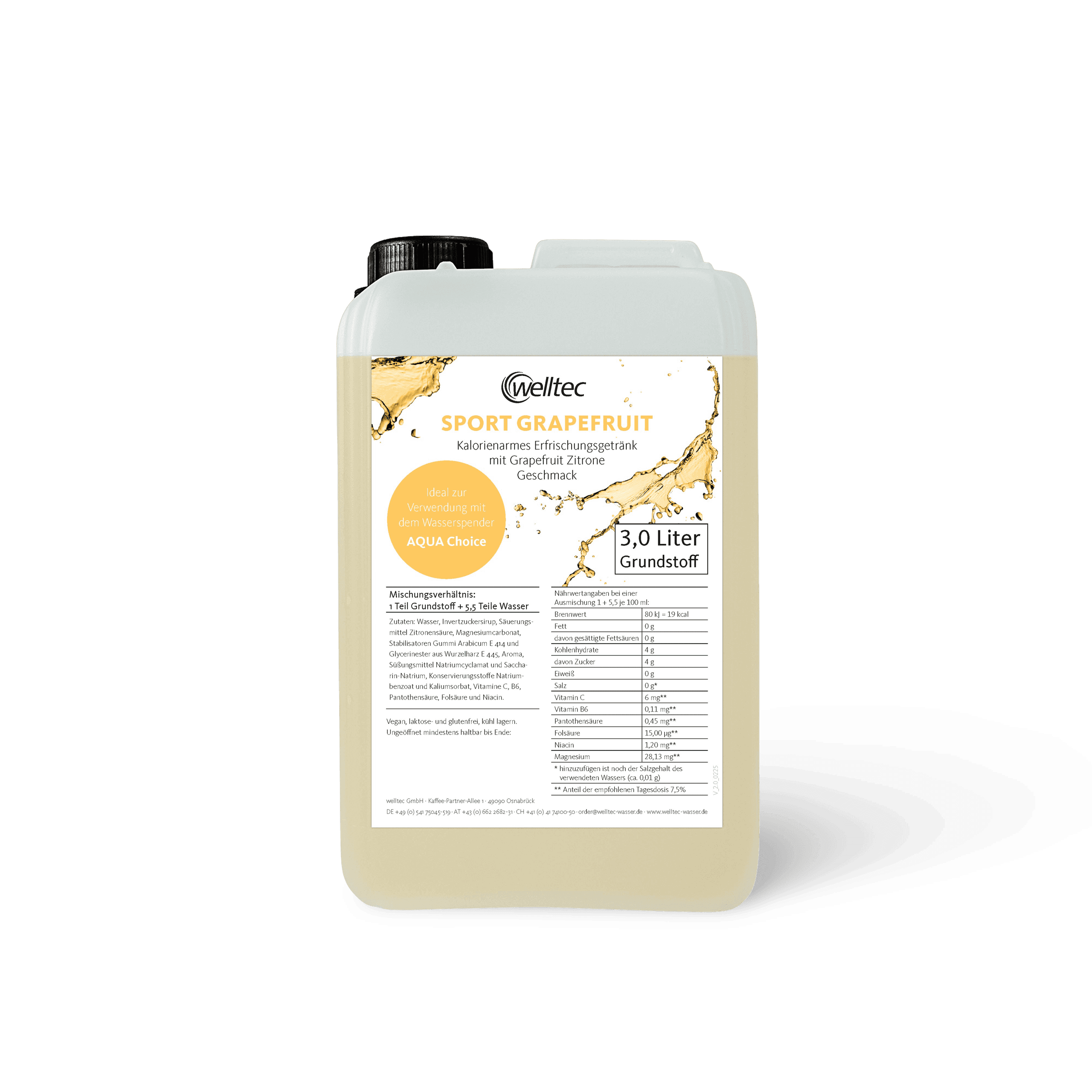 Welltec Sport Grapefruit 3 Liter