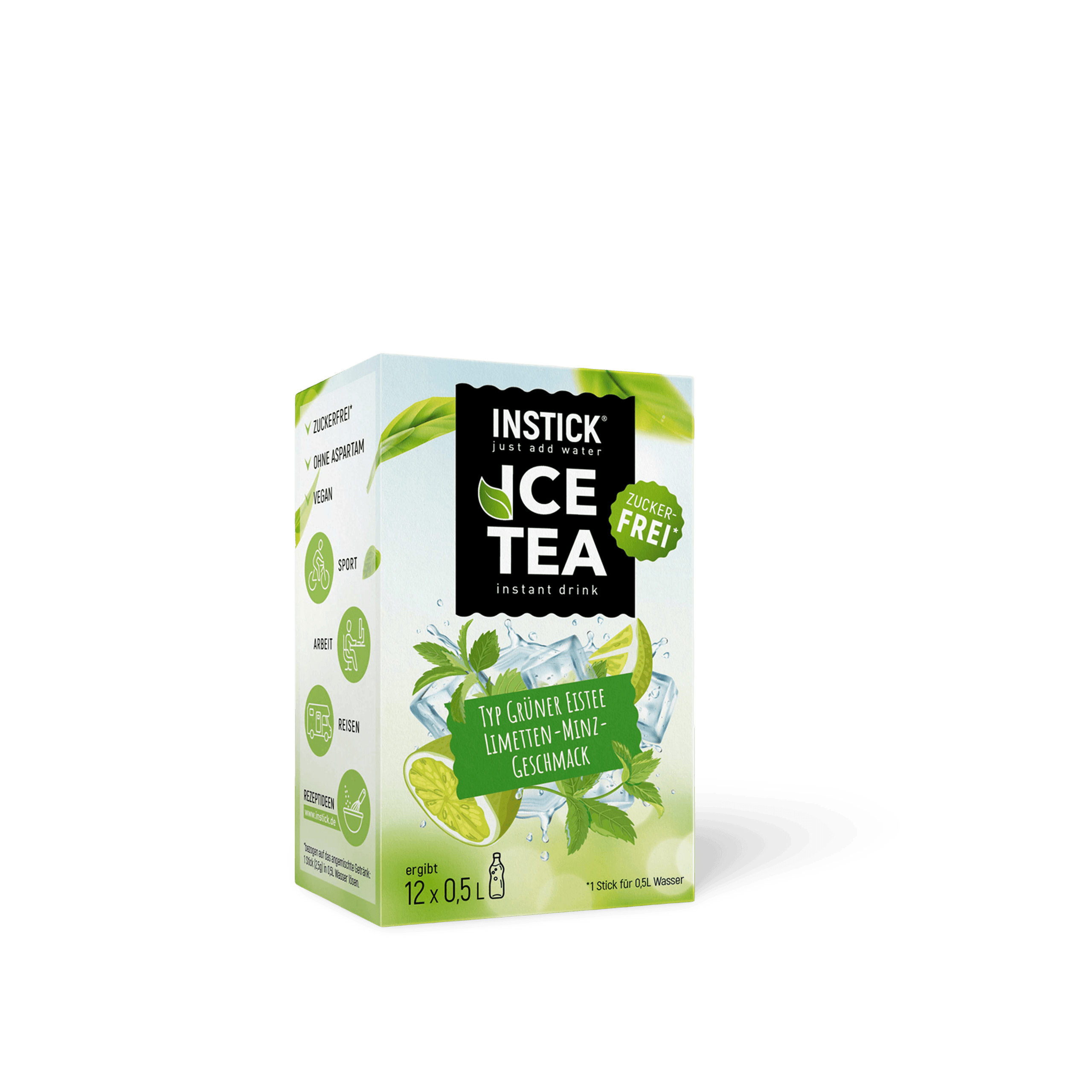 „Instick Ice Tea mit grünem Tee, Limette und Minze, zuckerfrei im Beutel