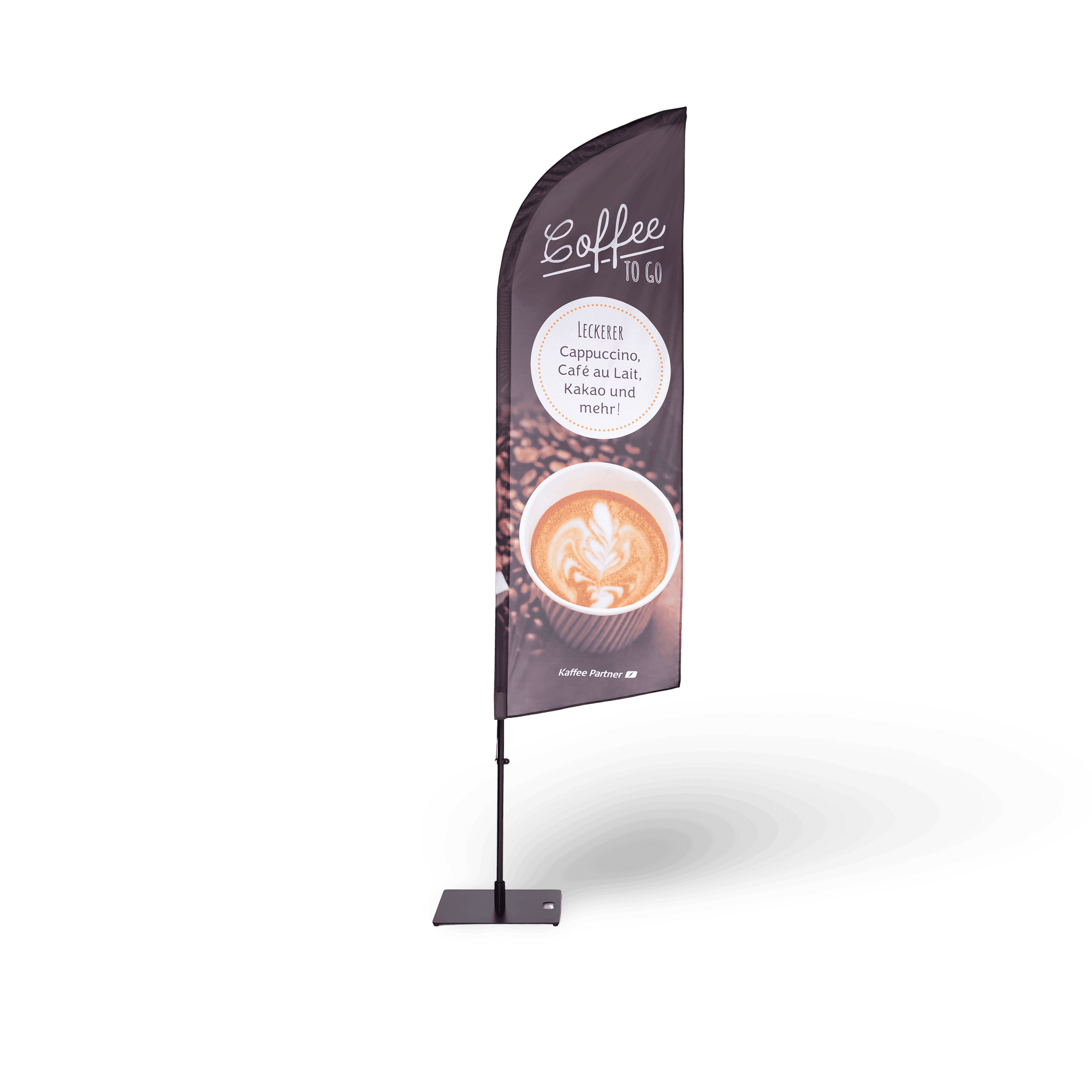 Kaffee Partner Beachflag mit Bodenplatte