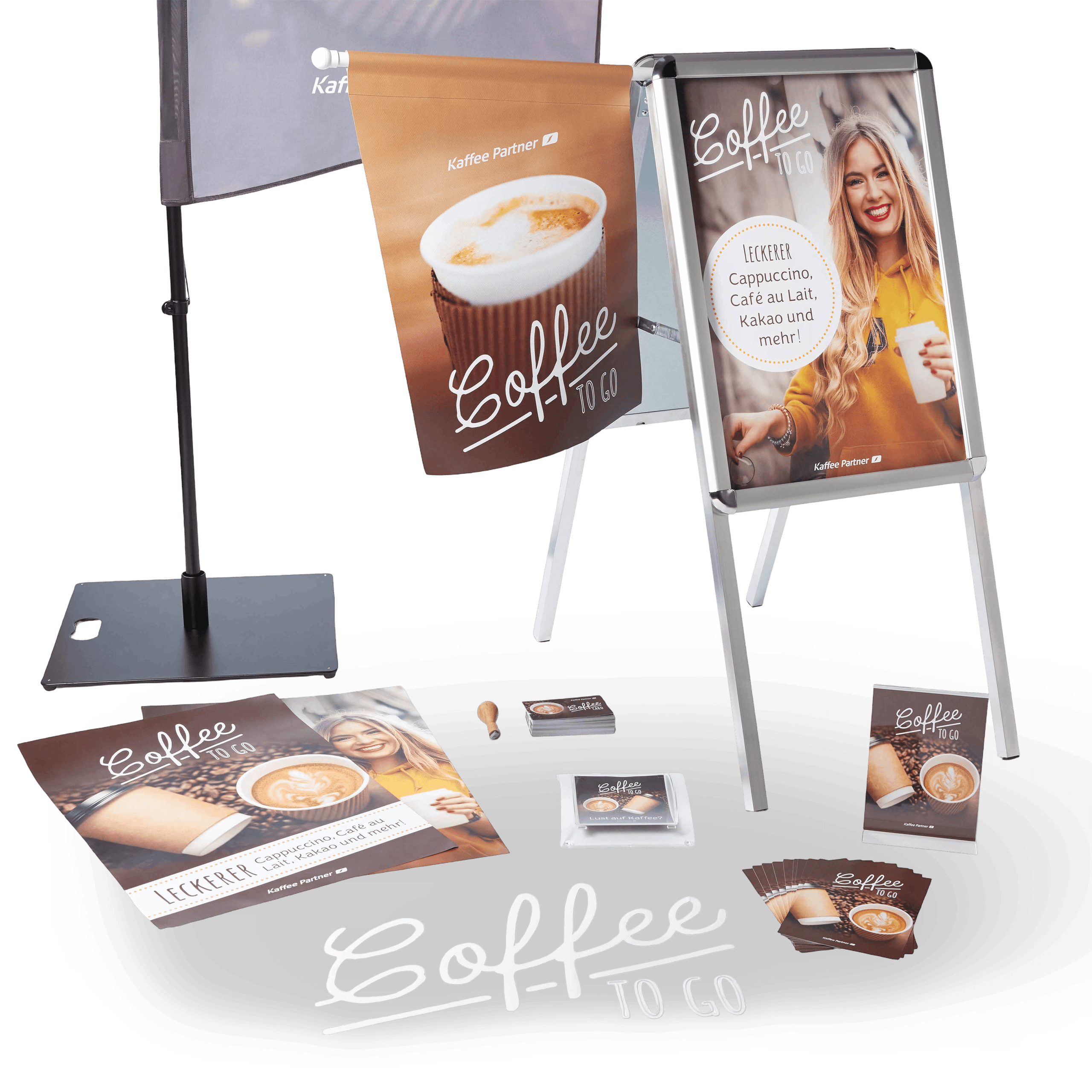 Kaffee Partner Coffee to go Promotion Set mit Kundenstopper